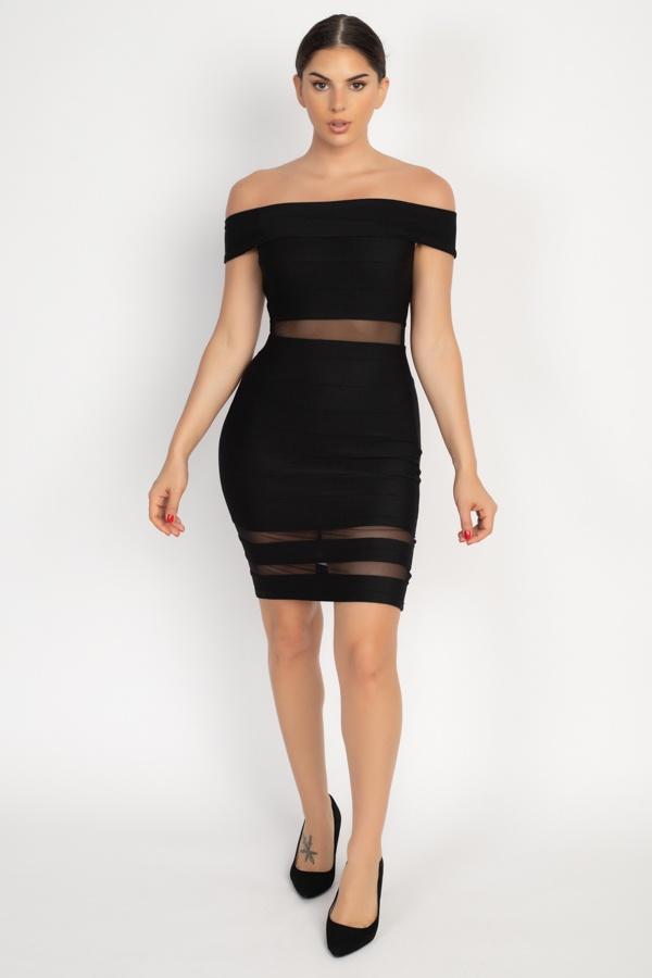 MONICA off shoulder mesh party dress