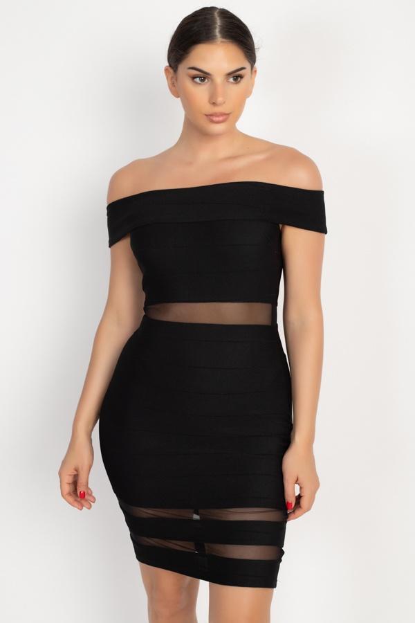 MONICA off shoulder mesh party dress