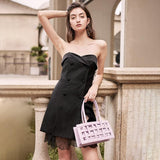 NIÑA Sweetheart Tube Lace Mini Dress