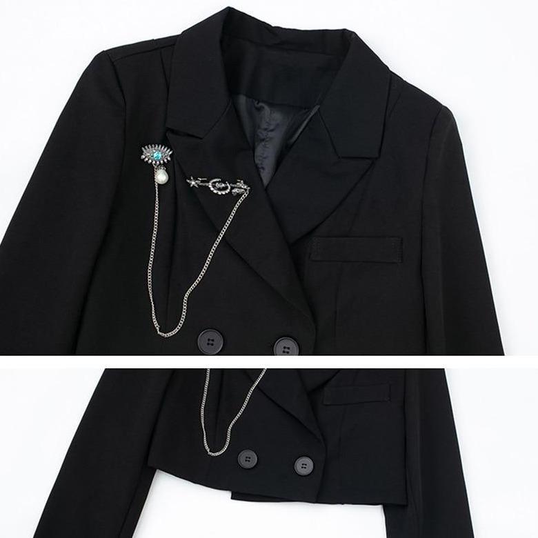 Notched Lapel Cropped Blazer