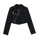 Notched Lapel Cropped Blazer