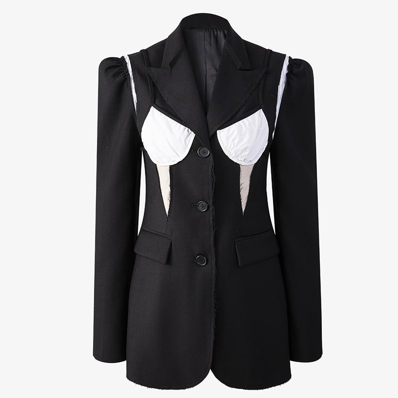 Notched Lapel Deconstructed Blazer