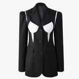 Notched Lapel Deconstructed Blazer