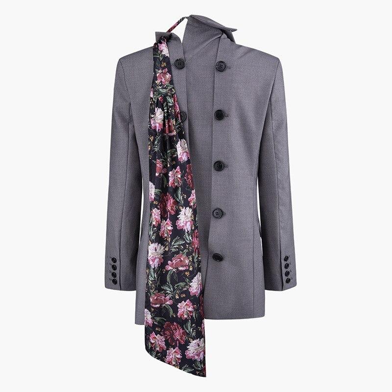 Primetime Looks-Patchwork classic blazer in gray