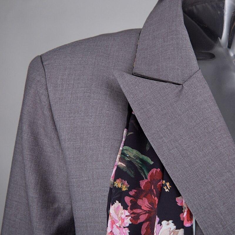 Primetime Looks-Patchwork classic blazer in gray