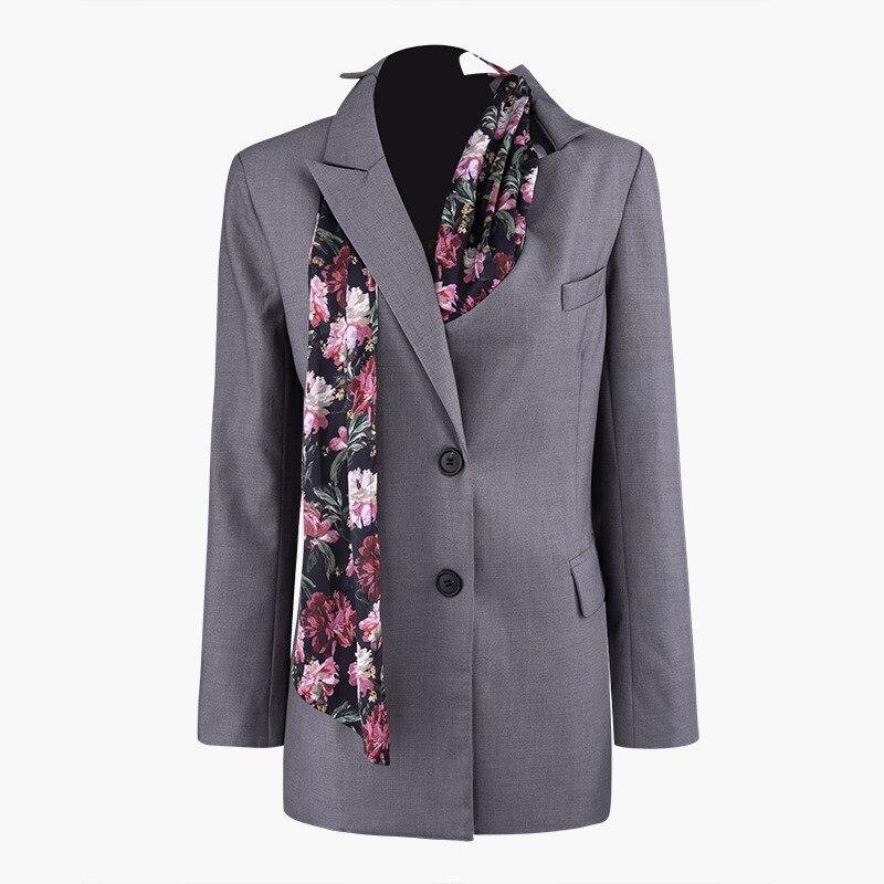 Primetime Looks-Patchwork classic blazer in gray