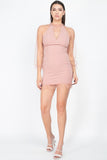 Pearl Trim mini Dress in powder pink