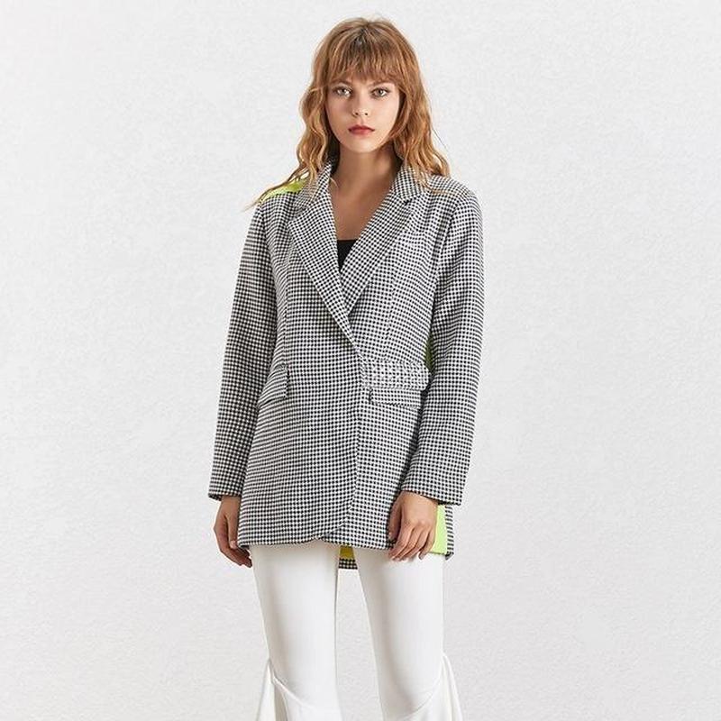 Primetime Looks-Plaid classic blazer with pockets