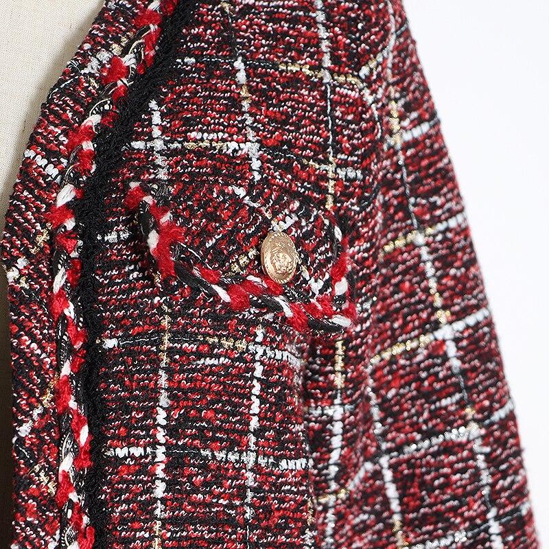 Primetime Looks-Plaid tweed V-Neck blazer