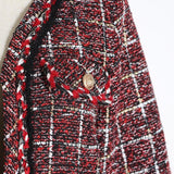 Primetime Looks-Plaid tweed V-Neck blazer