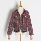 Primetime Looks-Plaid tweed V-Neck blazer