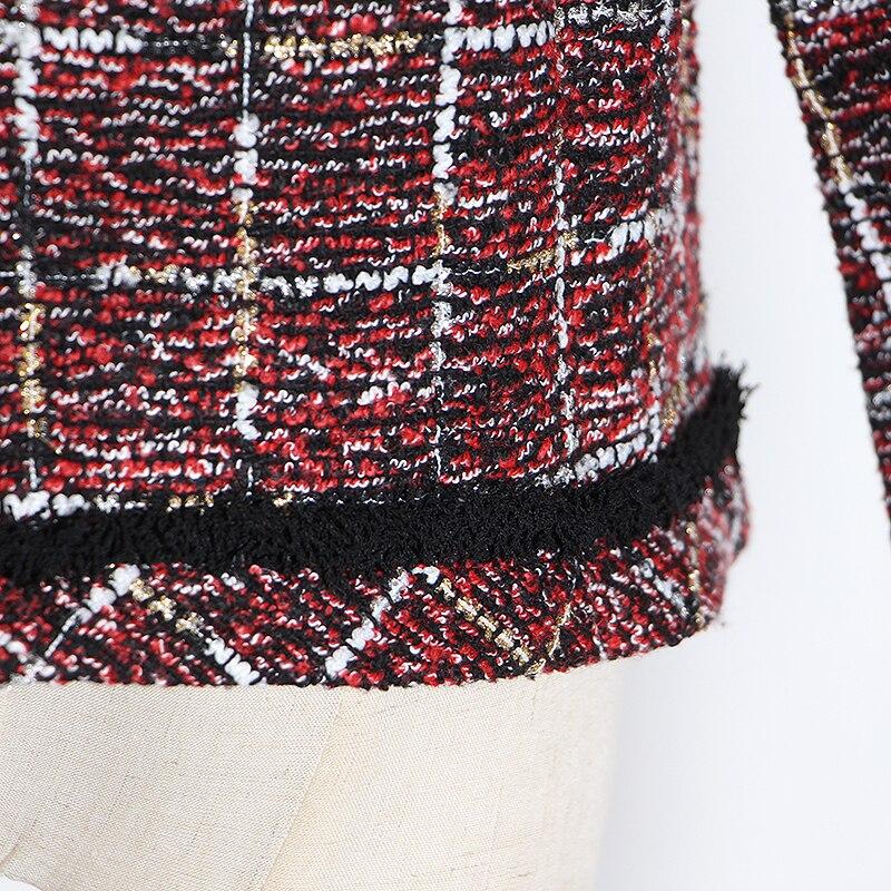 Primetime Looks-Plaid tweed V-Neck blazer