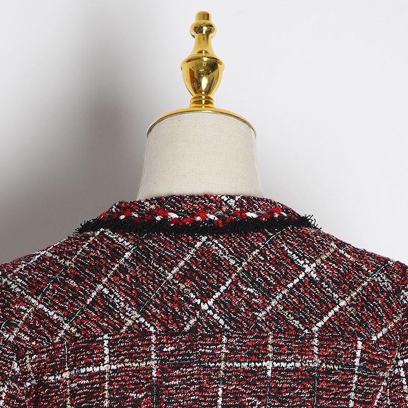 Primetime Looks-Plaid tweed V-Neck blazer