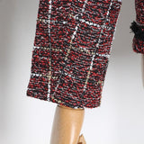 Primetime Looks-Plaid tweed V-Neck blazer