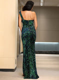 REEMA Emerald High-Slit Gown