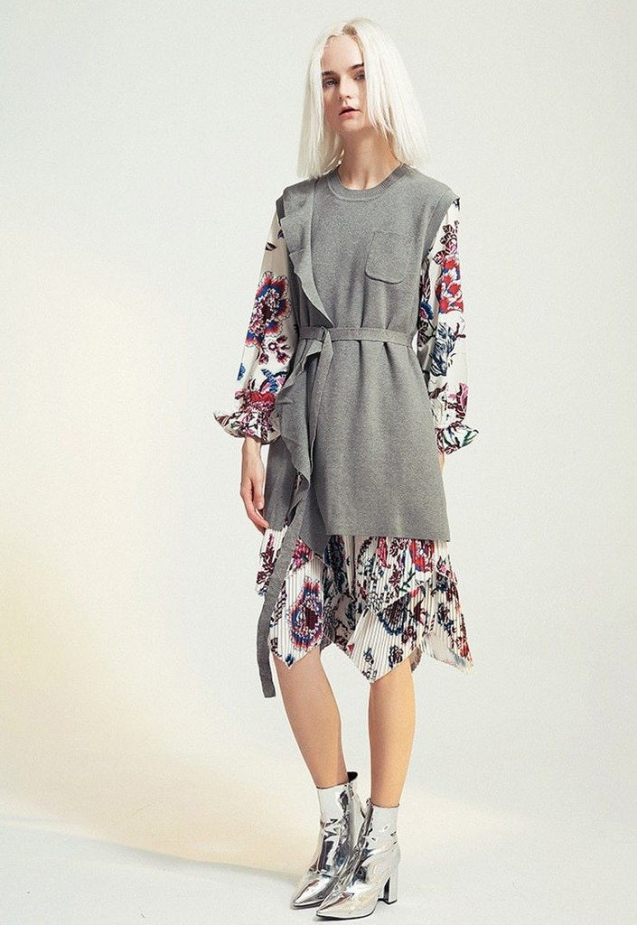 RIZ 2-in-1 Belted Midi Dress