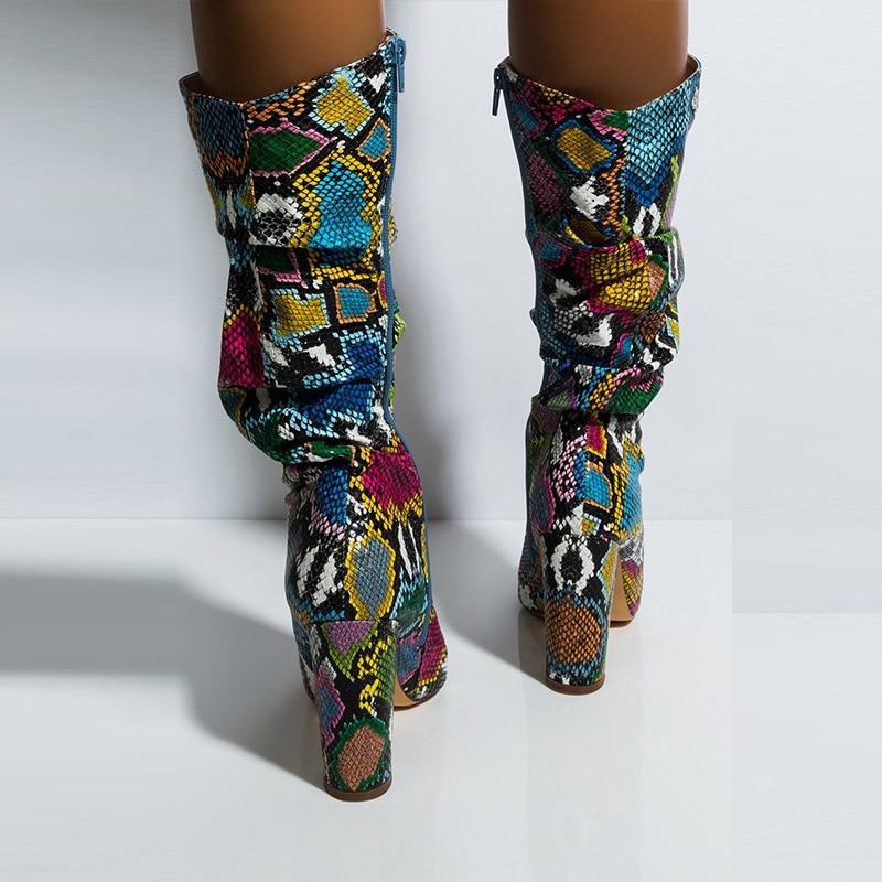 Serpent mid-calf high-heel boots