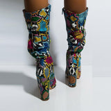 Serpent mid-calf high-heel boots