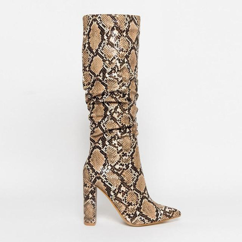 Serpent mid-calf high-heel boots