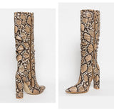 Serpent mid-calf high-heel boots