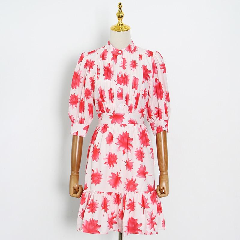 SHIRLEY Pleated Floral Print Midi Dress