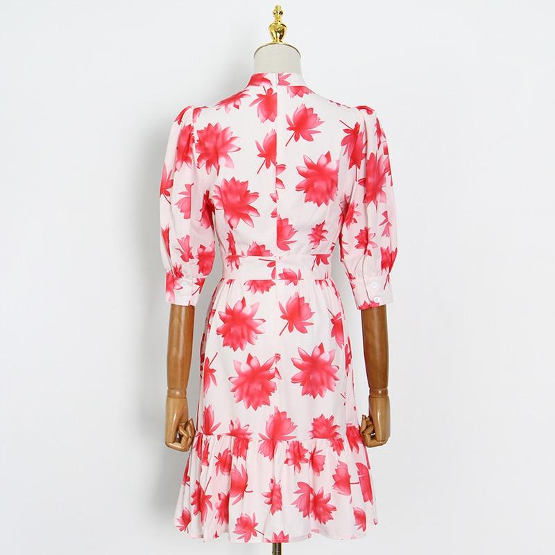 SHIRLEY Pleated Floral Print Midi Dress
