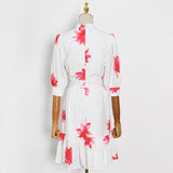 SHIRLEY Pleated Floral Print Midi Dress