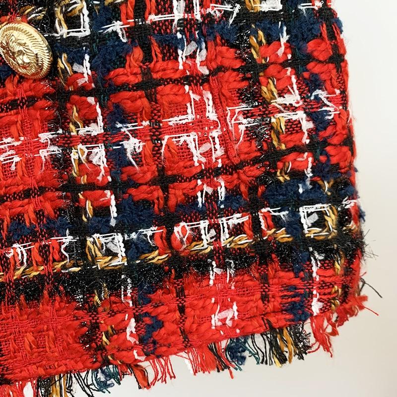 Tartan Plaid Mid-rise Tweed Shorts