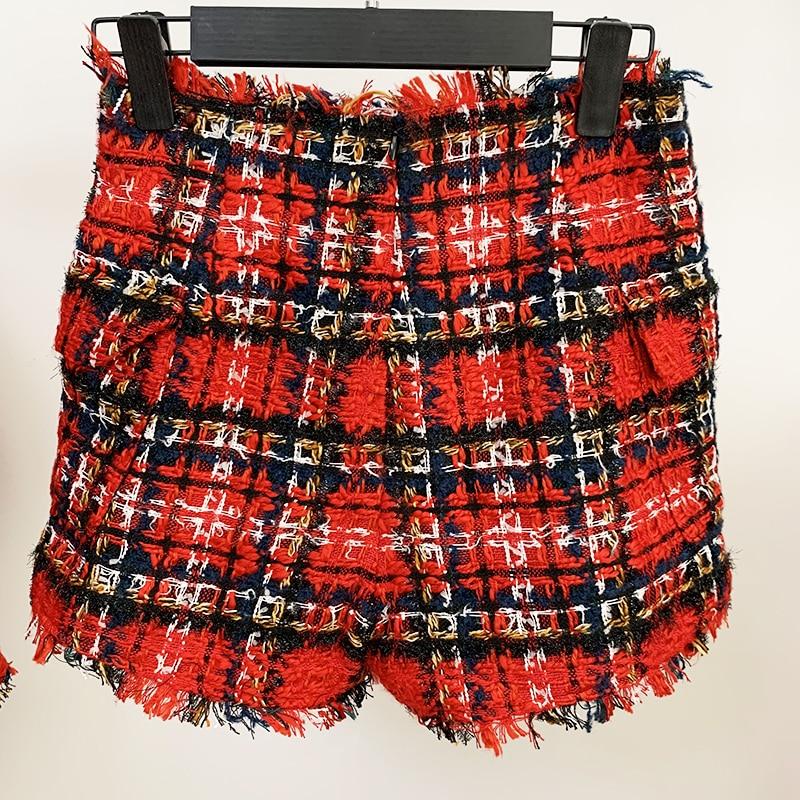 Tartan Plaid Mid-rise Tweed Shorts