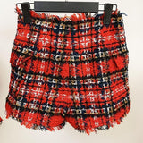Tartan Plaid Mid-rise Tweed Shorts