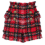 Tartan Plaid Mid-rise Tweed Shorts