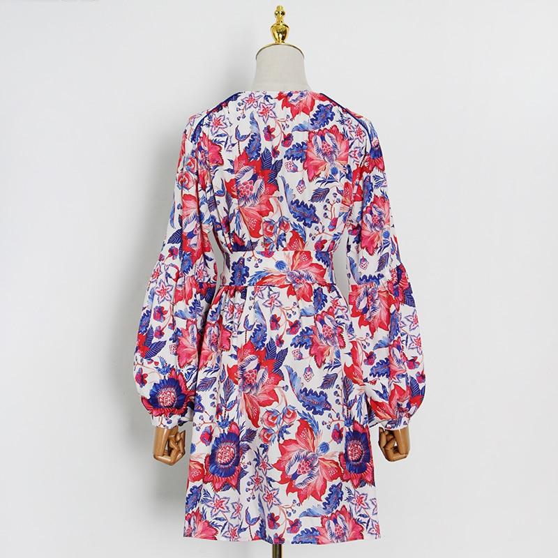 TERI Floral Print Belted Midi Dress