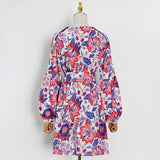 TERI Floral Print Belted Midi Dress