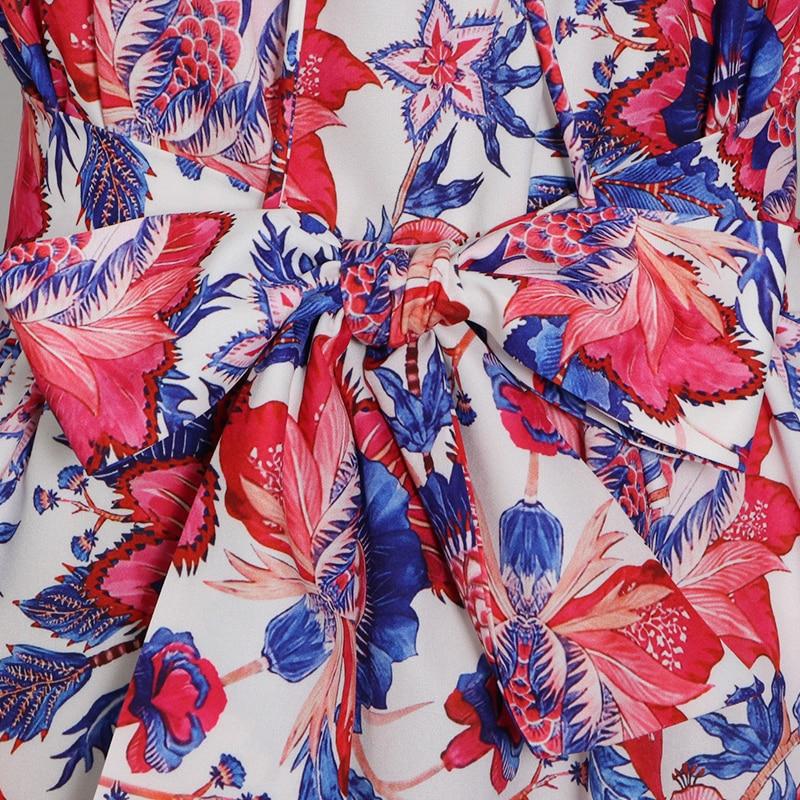 TERI Floral Print Belted Midi Dress