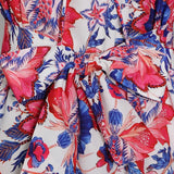 TERI Floral Print Belted Midi Dress