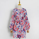 TERI Floral Print Belted Midi Dress