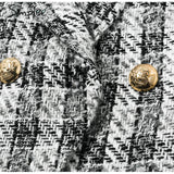 Primetime Looks-Tweed plaid skirt suit