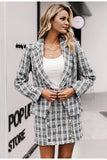 Primetime Looks-Tweed plaid skirt suit