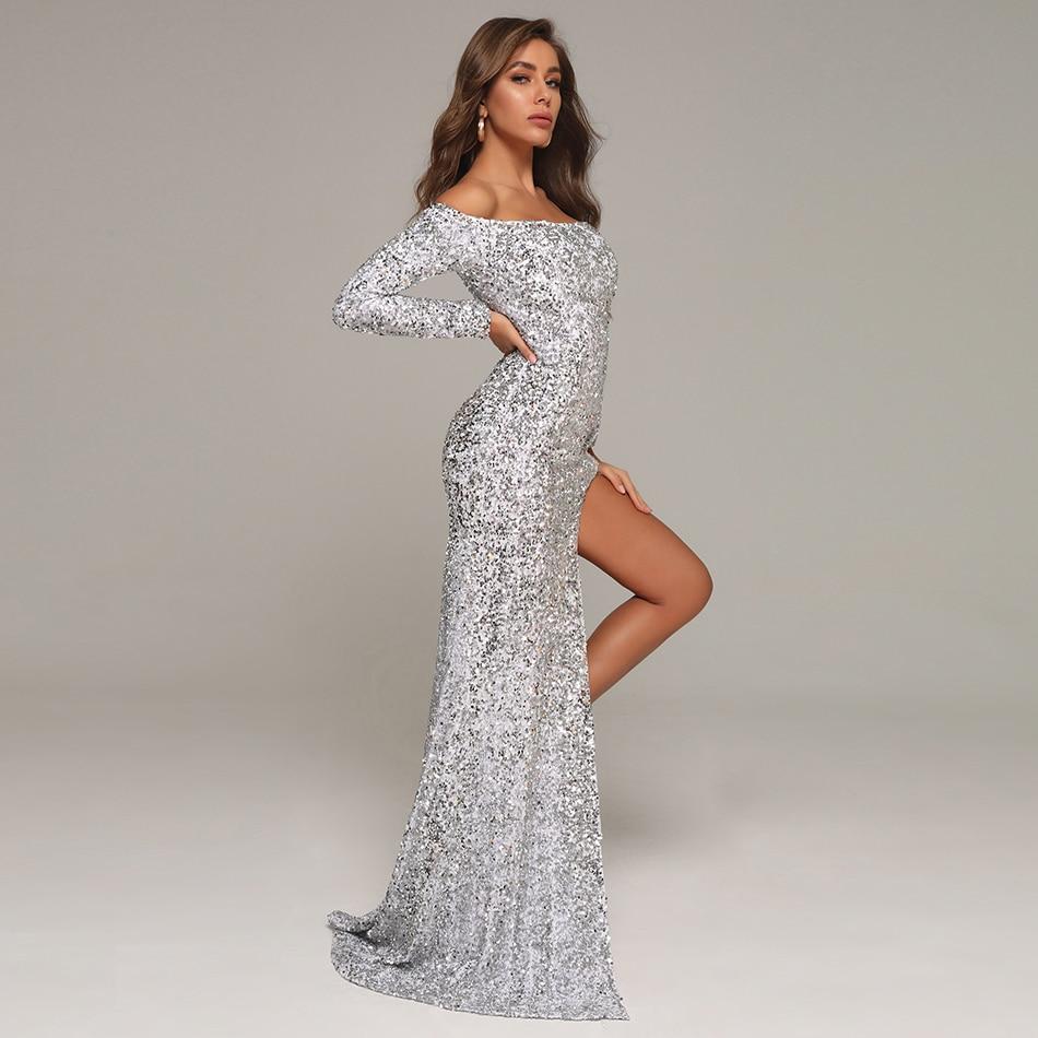 VEENA One-shoulder High-Slit Gown