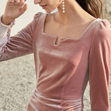 Vivian Shirred Midi Slit Dress
