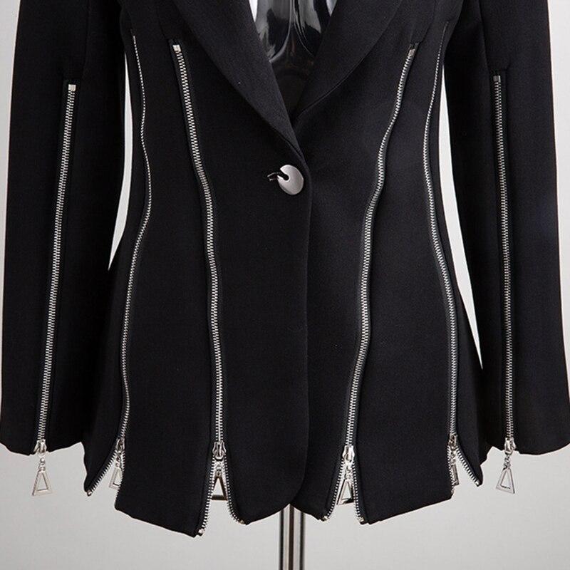 Primetime Looks-Zipper decorated lapel blazer
