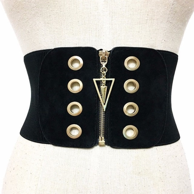Elastic waist belt with zipper