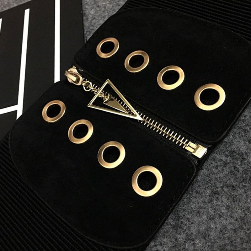 Elastic waist belt with zipper