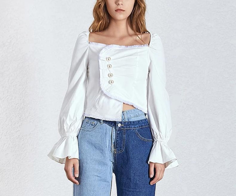 Antoinette asymmetric top beaded with pearls