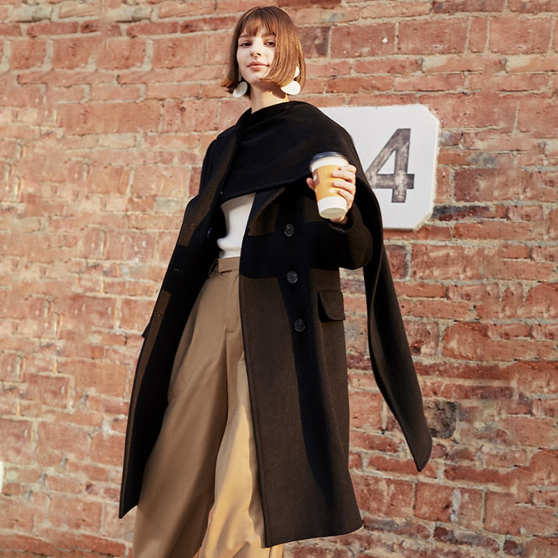 Asymmetric lapel coat