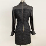Patchwork buttoned mini dress