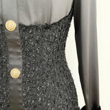Patchwork buttoned mini dress