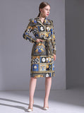 Plaid Floral Belted Windbreaker Overcoat