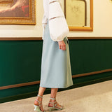 High Waist Pocketed Midi Skirt