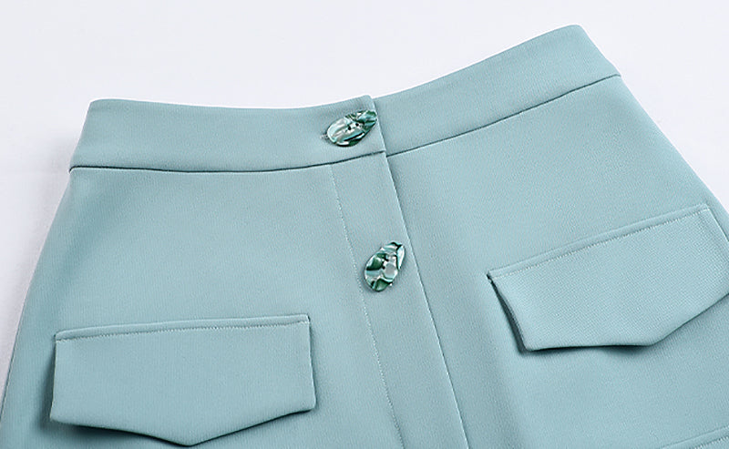 High Waist Pocketed Midi Skirt